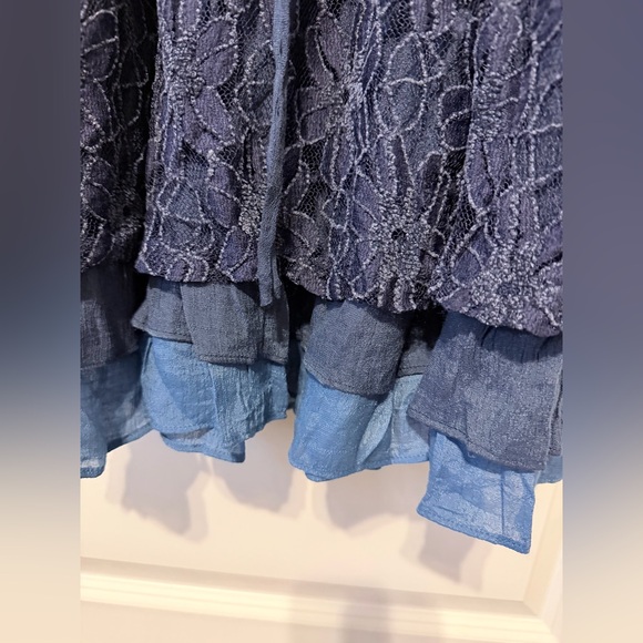 Altar'd State Navy Blue Lace Midi Dress - Picture 4 of 8